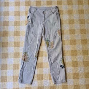 Sundance Khaki Floral Embroidery Pants